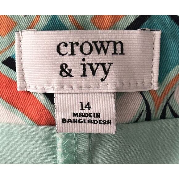 Crown & Ivy Geometric Print Multicolor Cyan Golf Skort Size 14 - Picture 6 of 7